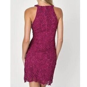 Lulus Womens Love Poem Lace Mini Dress Sz M‎ Magenta Wedding Formal